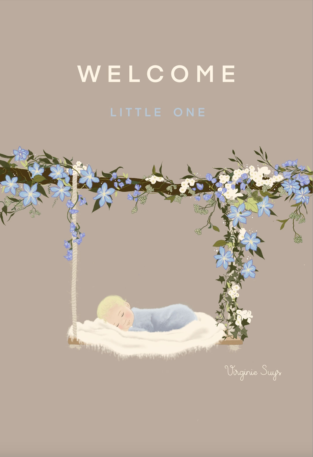 Wishcard - welcome, little one - blue