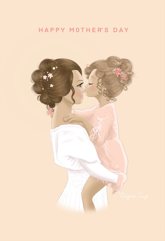 WK2306 Wishcards - happy mother's day - girl with pink dress
