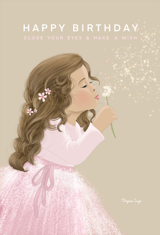 WK2307 Wishcards - happy birthday - girl with dandelion