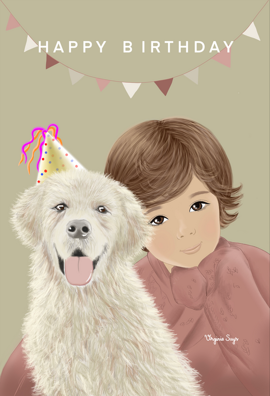 WK2308 Wishcards - happy birthday - boy with dog