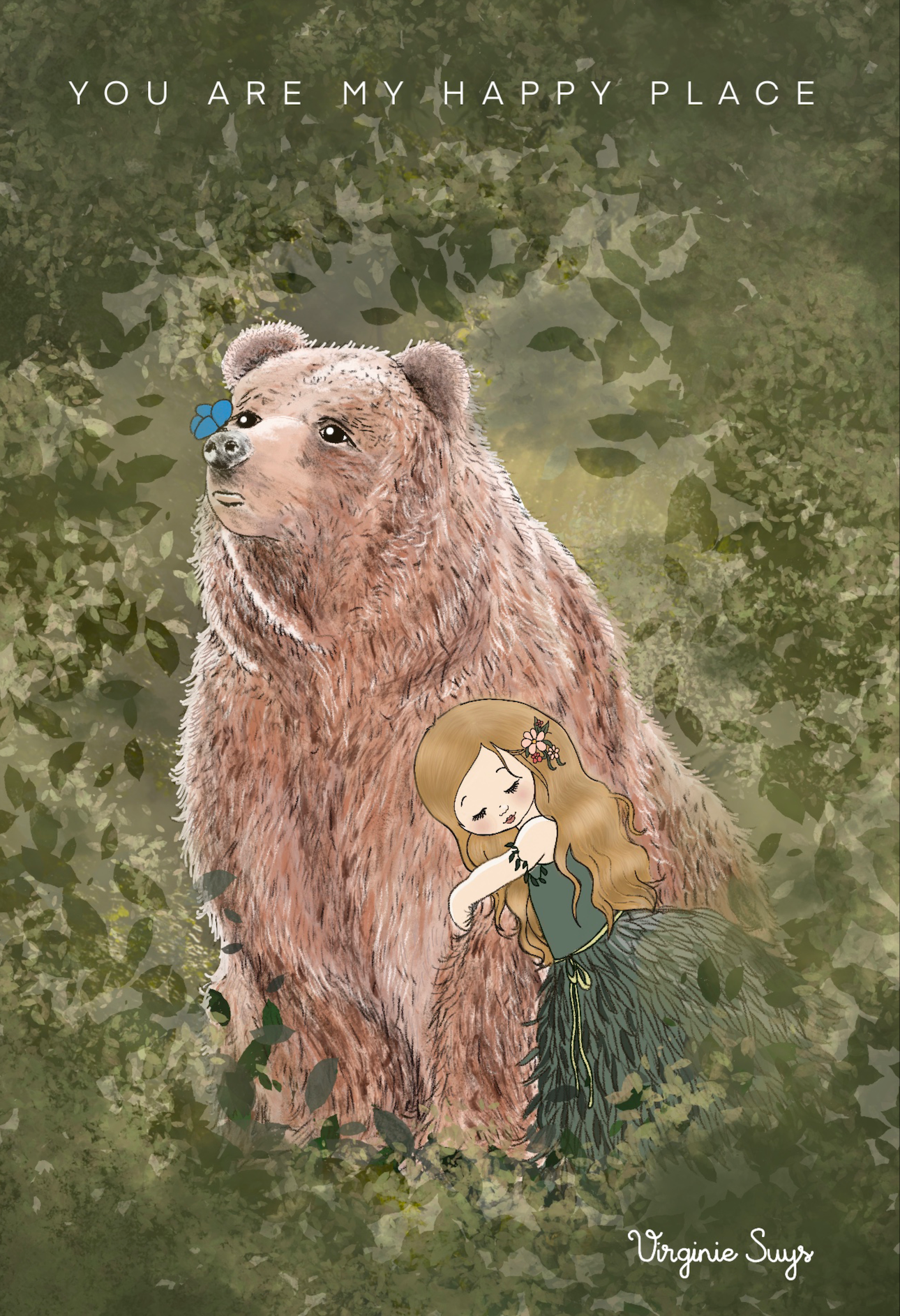 WK2313 Wishcards - you are my happy place - bear and girl