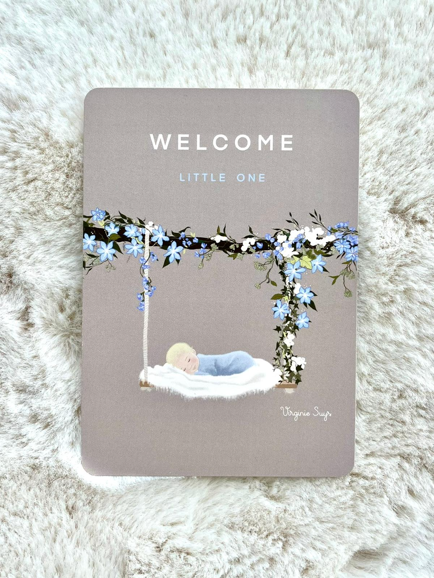 Wishcard - welcome, little one - blue