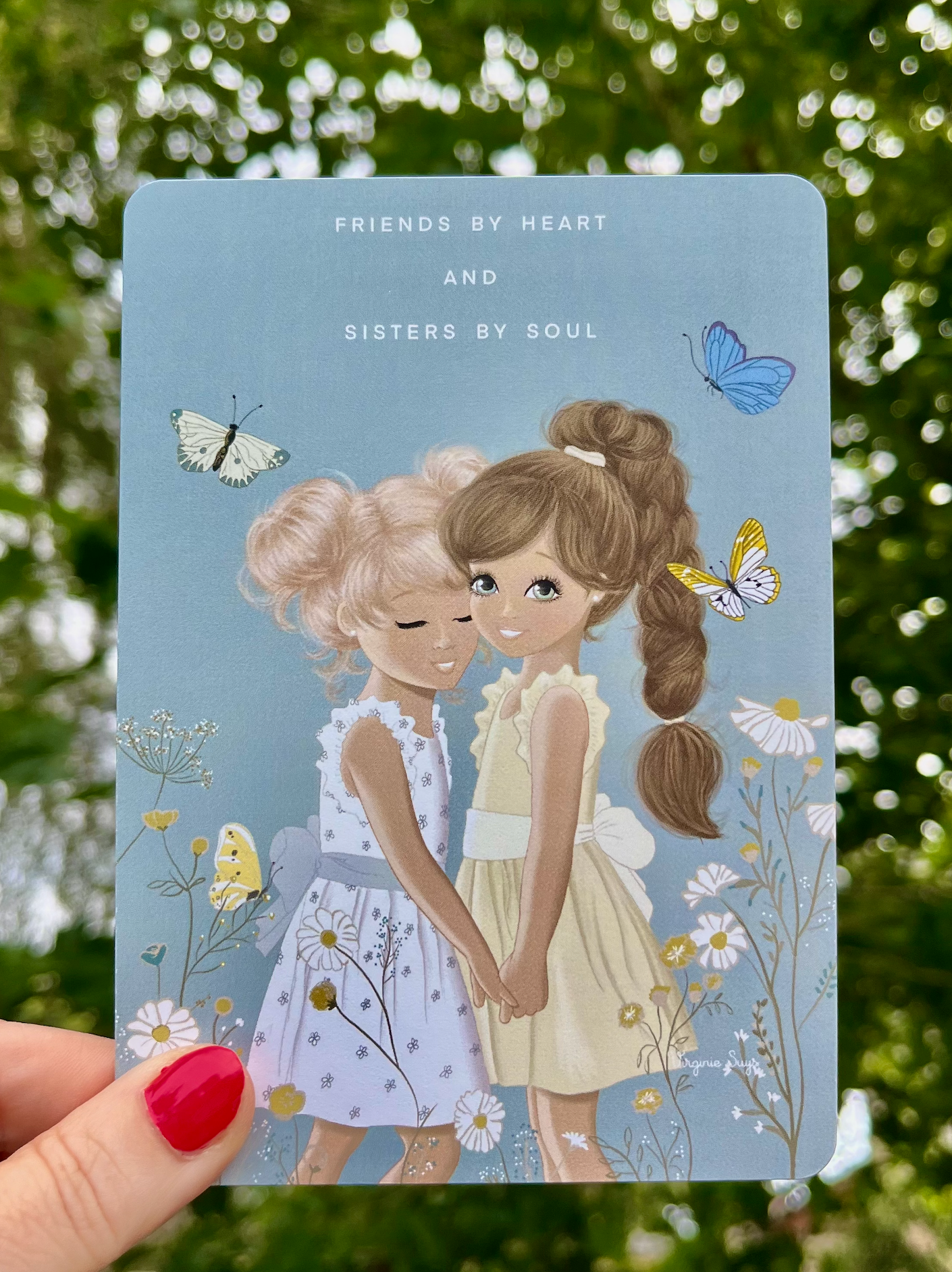 WK2301 Wishcard - friends by heart, sisters by soul - butterflies.