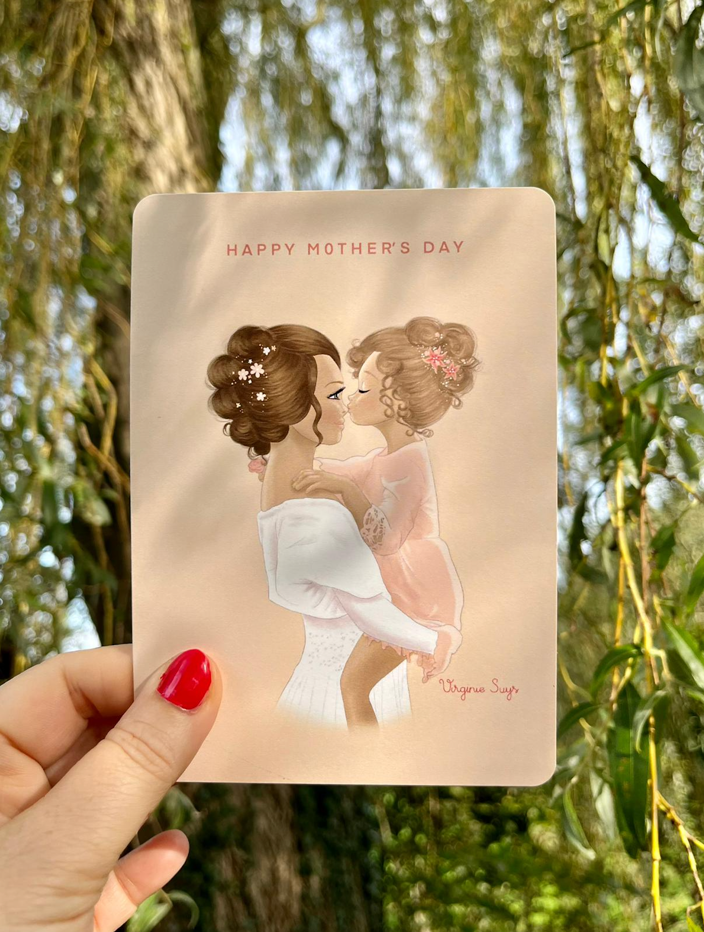 Wishcards - happy mother's day - girl with pink dress