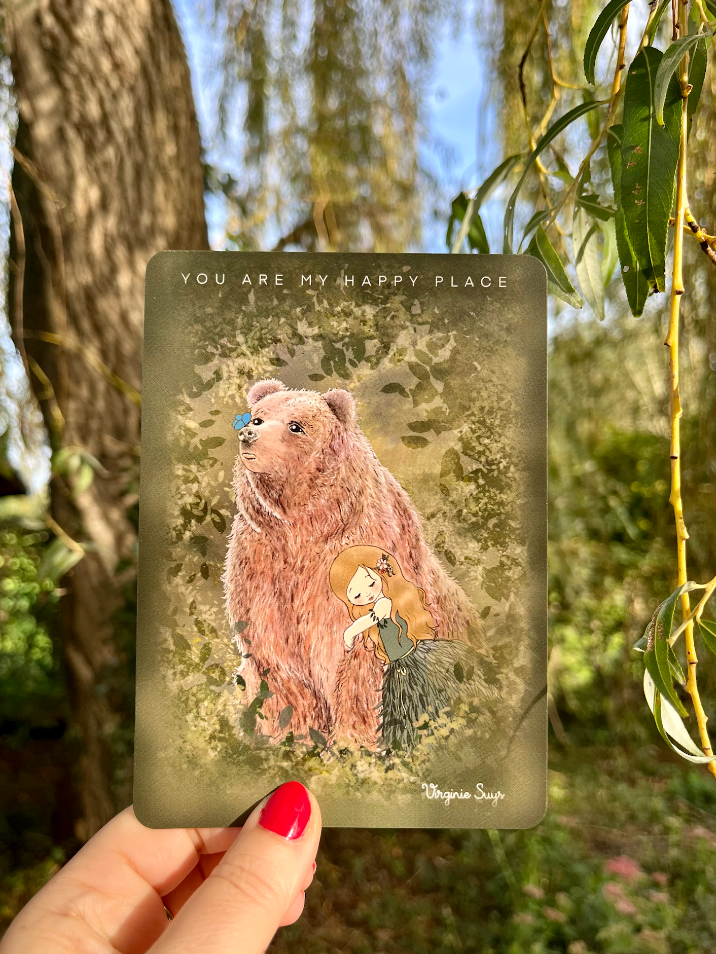WK2313 Wishcards - you are my happy place - bear and girl